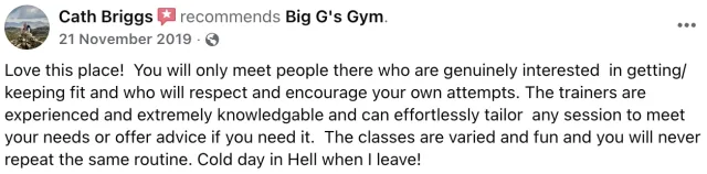 Big G Fitness member review 19