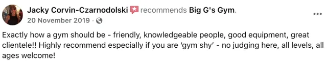 Big G Fitness member review 21